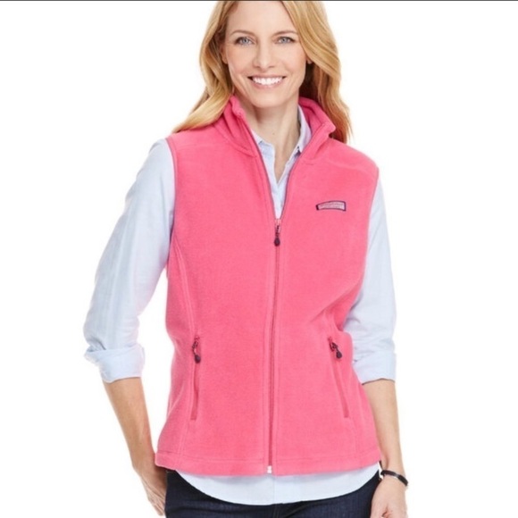 Vineyard Vines Pink Full Zip Fleece Vest Sz XXS - Picture 2 of 13